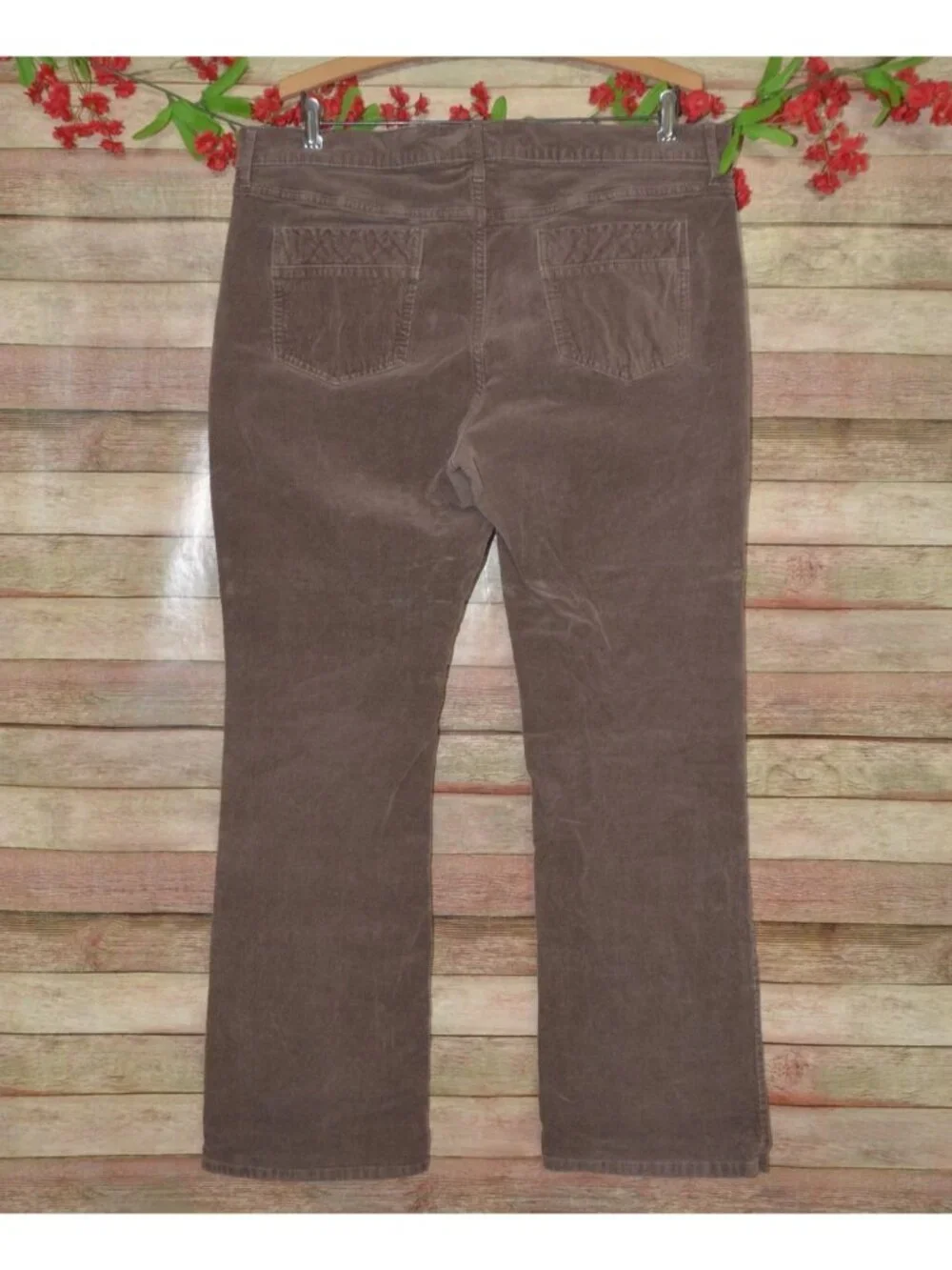 Old Navy Corduroy Pants Womens 16 Brown Bootcut Stretch Y2K 5 Pocket Fall